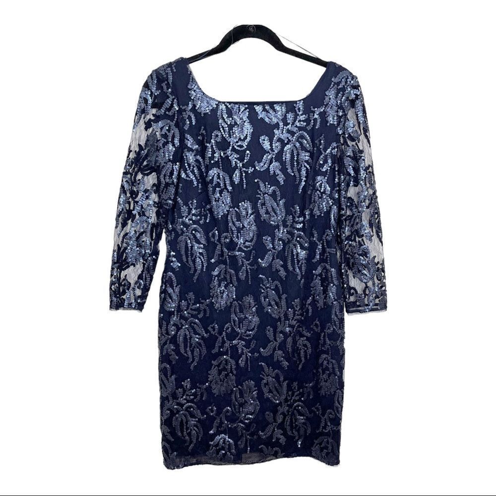 Adriana Papell Sequin Long Sleeve Mini Dress